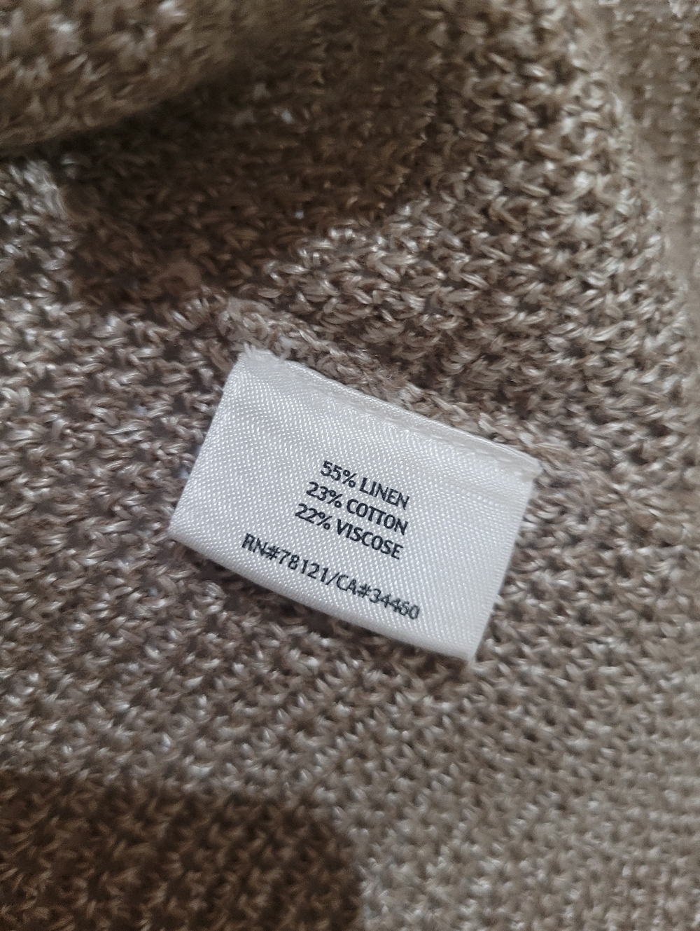 Eileen Fisher Taupe Short-Sleeve One Button Linen Blend Cardigan Size Petite Lar - Picture 3 of 6